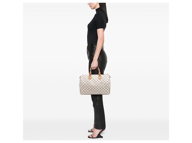 Louis Vuitton Damier Azur Speedy 35 Bianco - vista 7