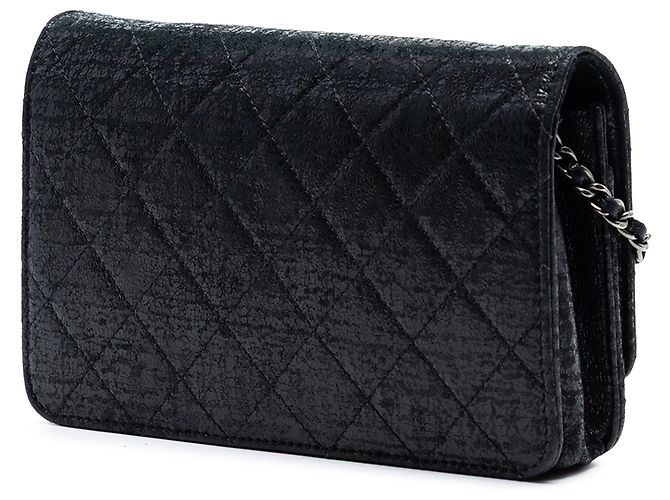 Wallet On Chain Cartera con cadena de cuero charolado acolchado Chanel CC Negro - vista 2