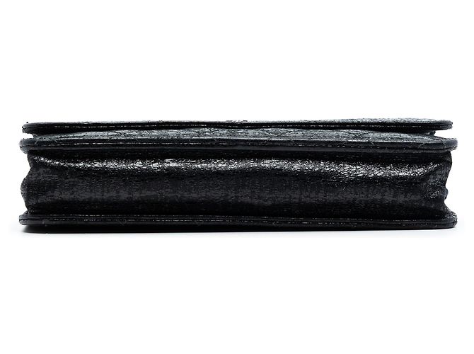 Wallet On Chain Cartera con cadena de cuero charolado acolchado Chanel CC Negro - vista 3