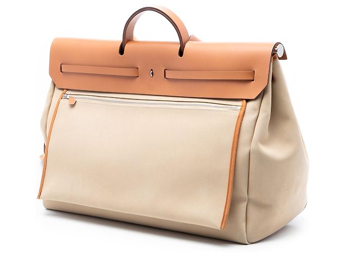 Hermès Toile e Vacca Hunter Herbag Zip Cabine 50 Beige - vista 2