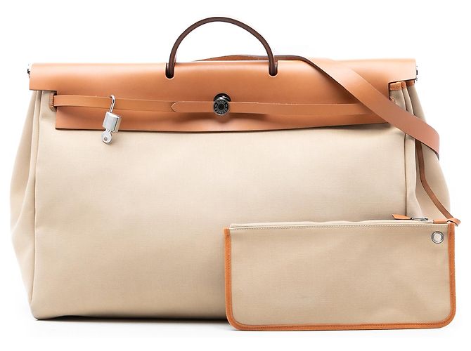 Hermès Toile e Vacca Hunter Herbag Zip Cabine 50 Beige - vista 8