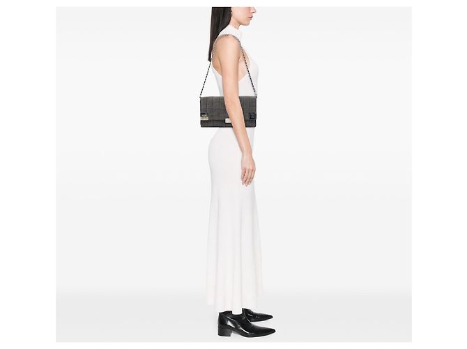 Chanel CC Choco Bar Jean Catena con patta Grigio - vista 7