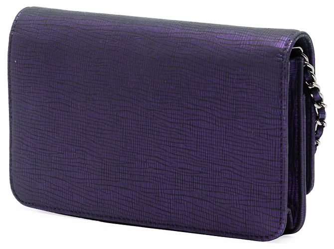 Wallet On Chain Chanel CC Metallic Crackling Lizard Druck Leder Geldbörse mit Kette Lila - Ansicht 2