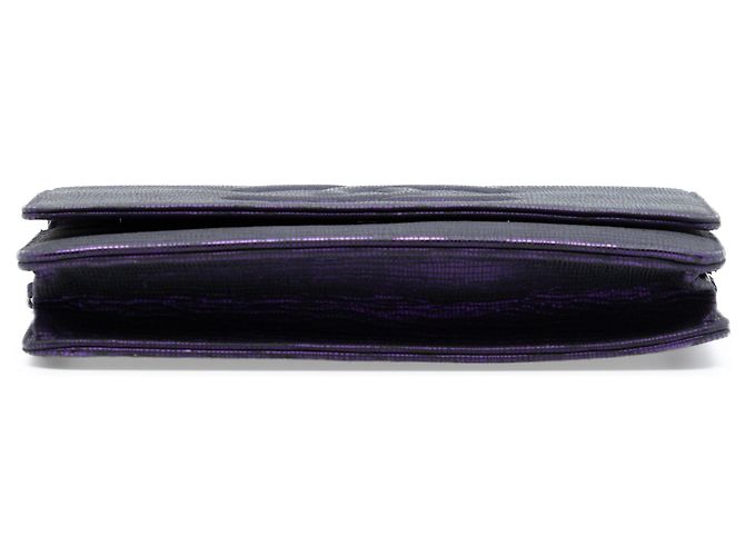Wallet On Chain Chanel CC Metallic Crackling Lizard Druck Leder Geldbörse mit Kette Lila - Ansicht 3
