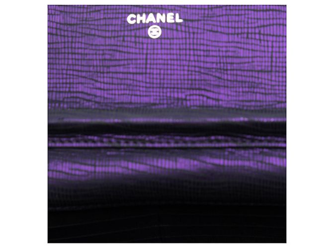 Wallet On Chain Chanel CC Metallic Crackling Lizard Druck Leder Geldbörse mit Kette Lila - Ansicht 4