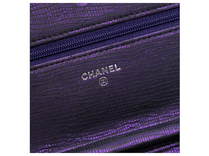 Wallet On Chain Chanel CC Metallic Crackling Lizard Druck Leder Geldbörse mit Kette Lila - Ansicht 5