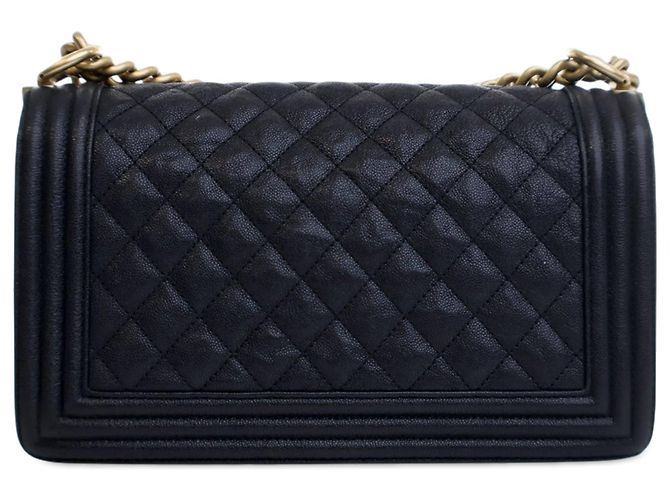Chanel Old Medium Matelassé Caviar Boy con patta Blu - vista 3