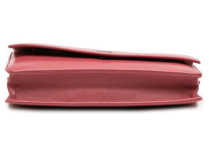Wallet On Chain Portafoglio Chanel CC Caviar Sevruga con catena Rosso - vista 3
