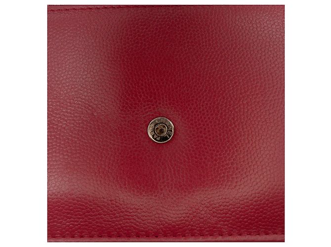 Wallet On Chain Portafoglio Chanel CC Caviar Sevruga con catena Rosso - vista 8