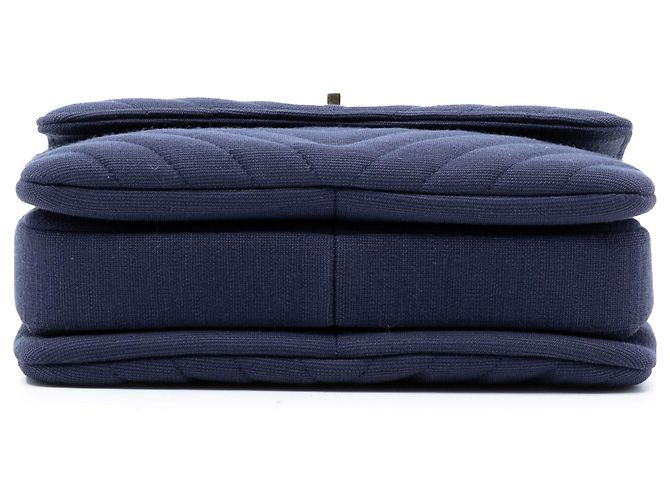 Chanel Piccola Borsa Chevron Jersey Trendy CC con manico superiore a ribalta Blu - vista 3