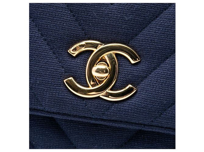 Chanel Piccola Borsa Chevron Jersey Trendy CC con manico superiore a ribalta Blu - vista 5