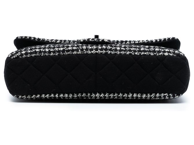Chanel Jumbo CC Matelassé Jersey e Tweed con catena Nero - vista 3
