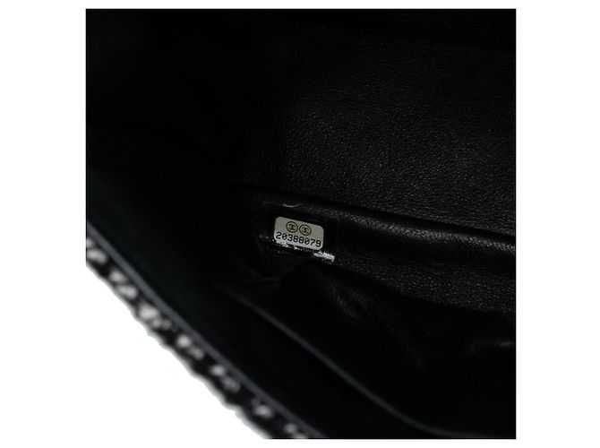 Chanel Jumbo CC Matelassé Jersey e Tweed con catena Nero - vista 5