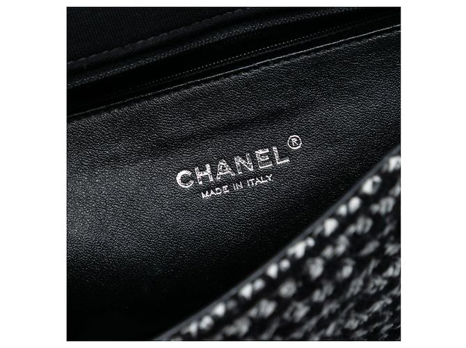 Chanel Jumbo CC Matelassé Jersey e Tweed con catena Nero - vista 6