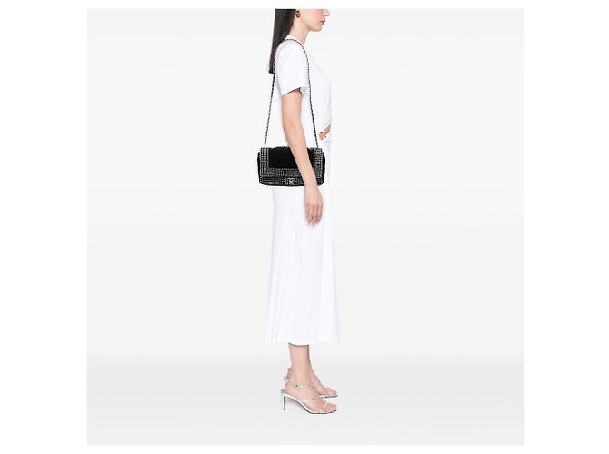Chanel Jumbo CC Matelassé Jersey e Tweed con catena Nero - vista 7