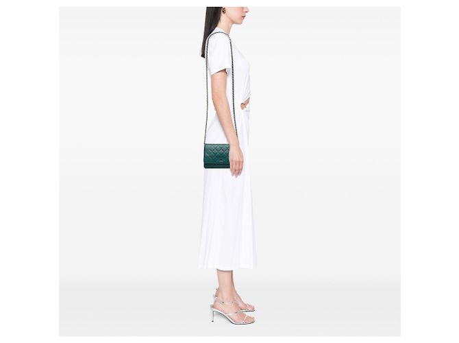 Wallet On Chain Chanel CC Matelassé Lammleder Geldbörse mit Kette Blau - Ansicht 11