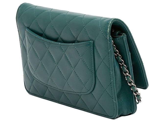 Wallet On Chain Chanel CC Matelassé Lammleder Geldbörse mit Kette Blau - Ansicht 2