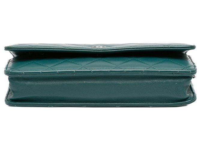 Wallet On Chain Chanel CC Matelassé Lammleder Geldbörse mit Kette Blau - Ansicht 3