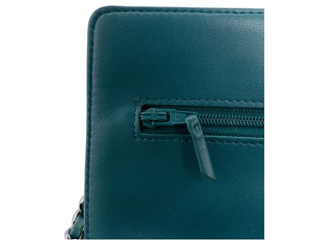Wallet On Chain Chanel CC Matelassé Lammleder Geldbörse mit Kette Blau - Ansicht 7