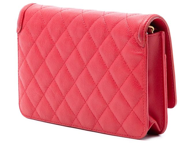 Wallet On Chain Portafoglio CC in caviale Chanel con catena Rosso - vista 2