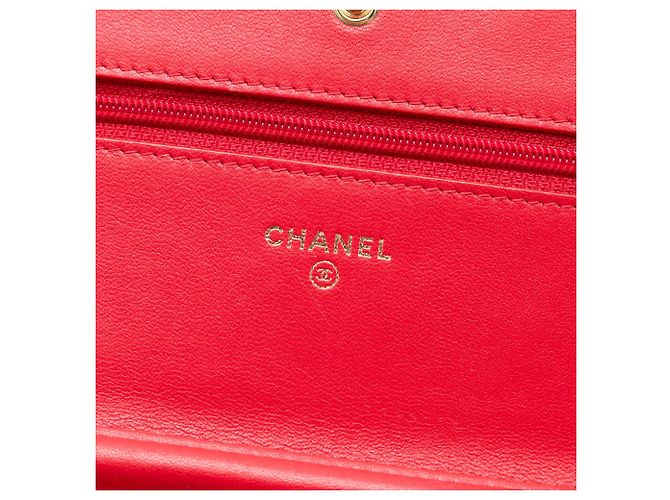 Wallet On Chain Portafoglio CC in caviale Chanel con catena Rosso - vista 5