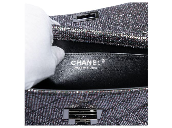 Chanel Matelassé Glitter Toile Reissue 2.55 con patta Metallico - vista 5