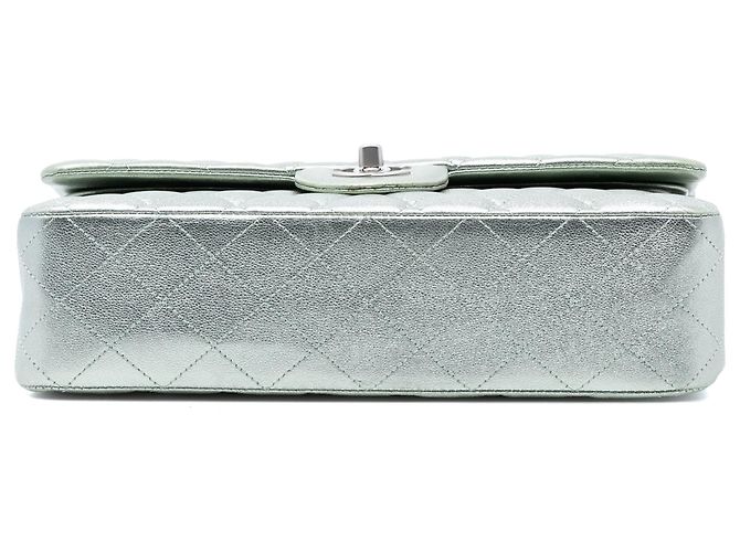 Chanel Medium Classic Metallic Lammleder Doppelverschluss Grün - Ansicht 3