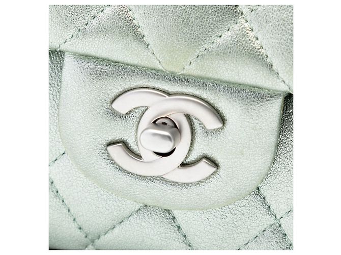 Chanel Medium Classic Metallic Lammleder Doppelverschluss Grün - Ansicht 5