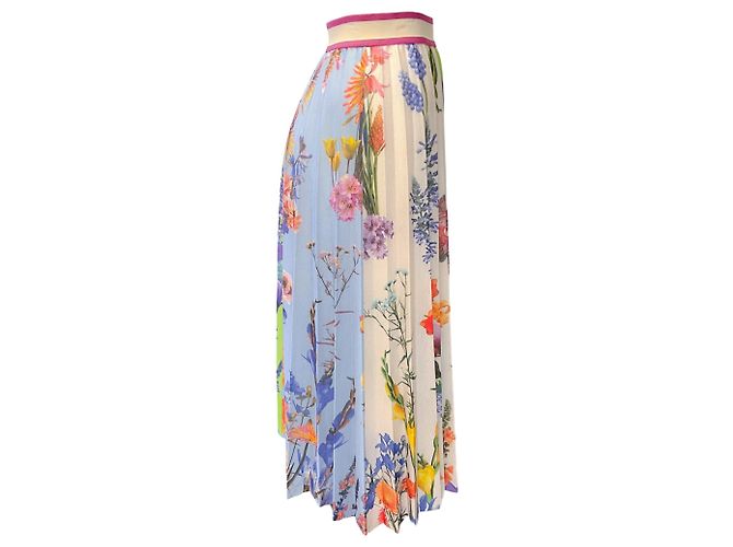 Falda plisada de punto con estampado de Camelia multi Fuzzi Lime Verde - vista 2