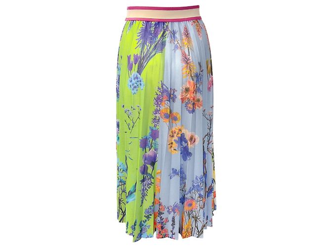 Falda plisada de punto con estampado de Camelia multi Fuzzi Lime Verde - vista 3