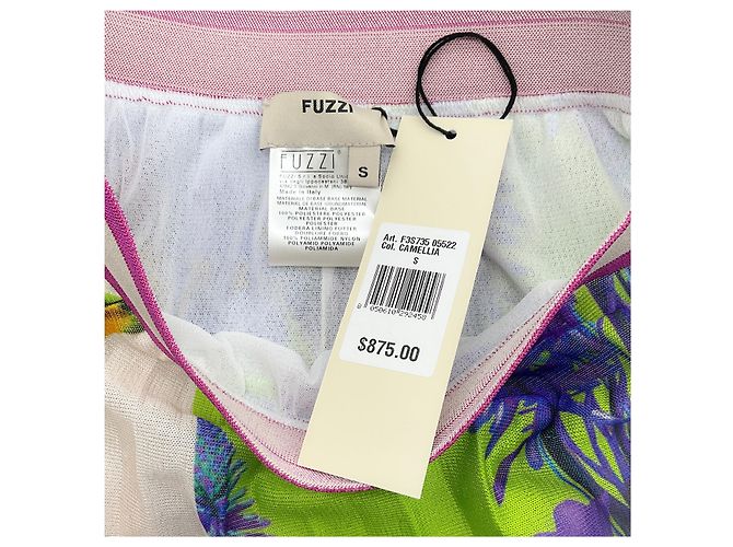 Falda plisada de punto con estampado de Camelia multi Fuzzi Lime Verde - vista 4