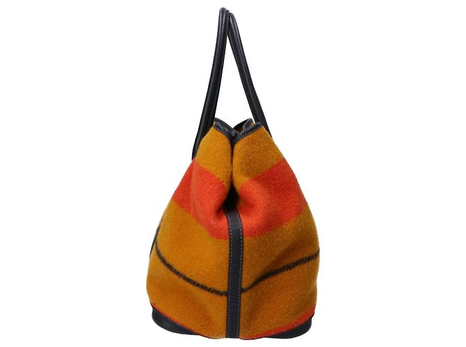 Borsa Hermès Garden Party 36 Nero Arancione Senape - vista 2