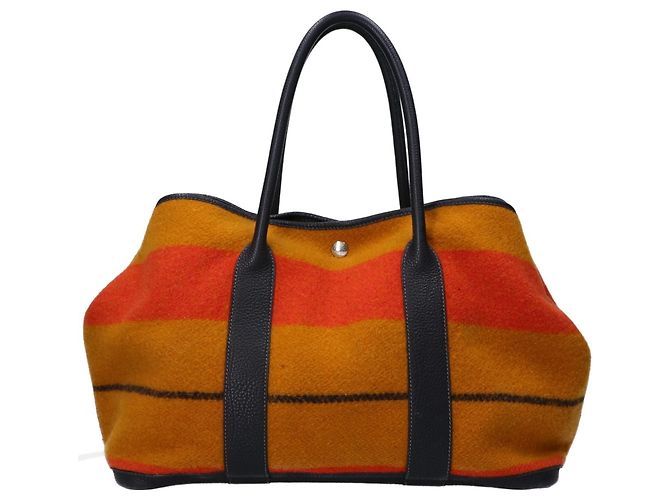 Borsa Hermès Garden Party 36 Nero Arancione Senape - vista 3
