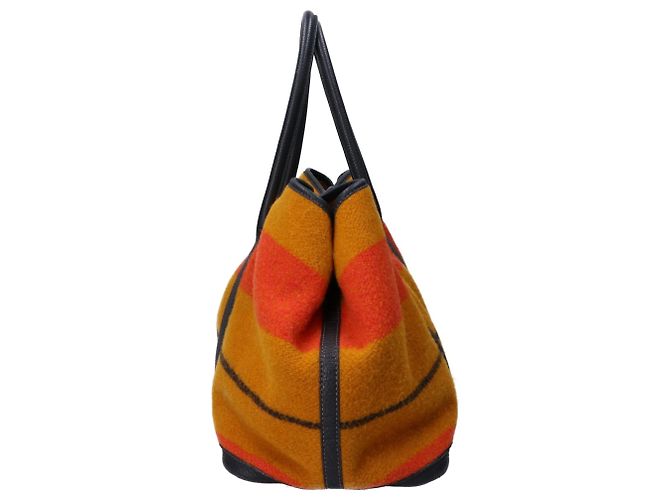 Borsa Hermès Garden Party 36 Nero Arancione Senape - vista 4