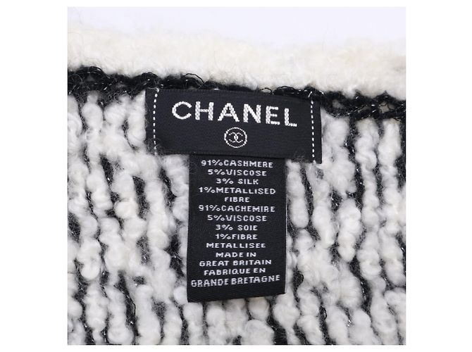 Stola in cashmere Chanel in nero e avorio Crudo - vista 7