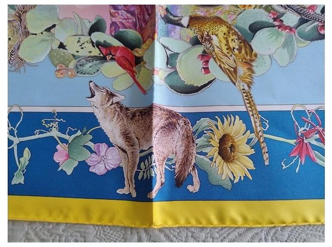 Hermès Foulard in seta Fauna e Flora del Texas 90 di Kermit Oliver Multicolore - vista 10