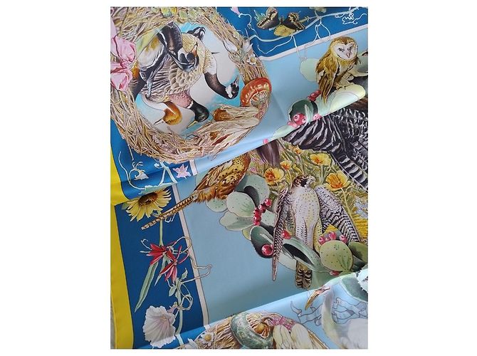 Hermès Foulard in seta Fauna e Flora del Texas 90 di Kermit Oliver Multicolore - vista 11