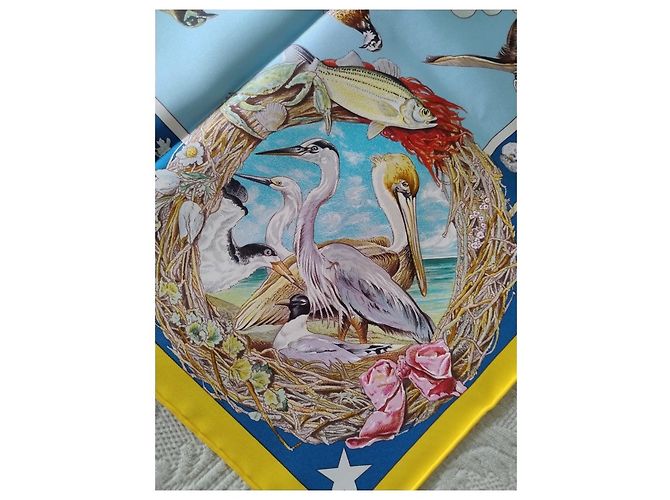 Hermès Foulard in seta Fauna e Flora del Texas 90 di Kermit Oliver Multicolore - vista 14