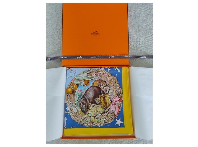 Hermès Foulard in seta Fauna e Flora del Texas 90 di Kermit Oliver Multicolore - vista 4