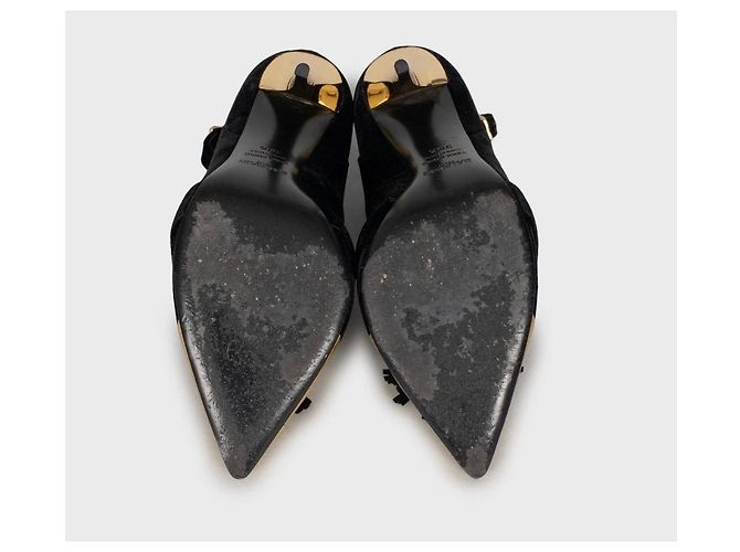Schwarze Samtpumps von Balmain mit goldenen Absätzen Größe 38,5 gebraucht - Ansicht 5
