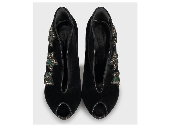 Pumps in suede nero con cristalli Alexander McQueen taglia 39 usati - vista 2