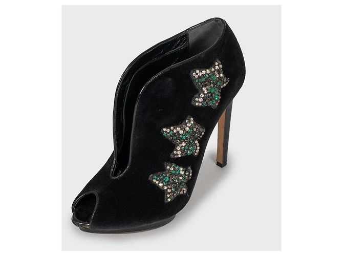 Pumps in suede nero con cristalli Alexander McQueen taglia 39 usati - vista 3