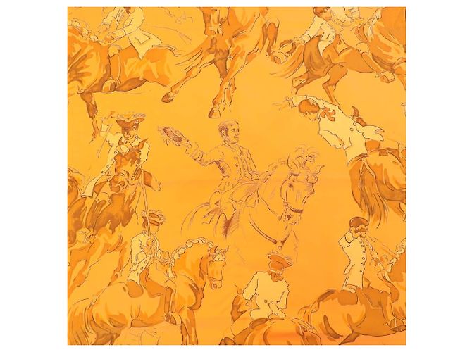 Foulard in seta Ballet Equestre Hermès Carre 90 Arancione - vista 4