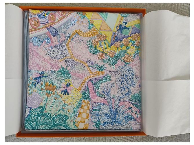 Hermès Bufanda cuadrada Les Folies du Faubourg de seda 90 Multicolor - vista 13