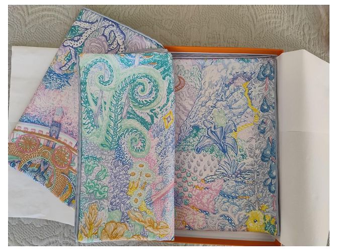 Hermès Bufanda cuadrada Les Folies du Faubourg de seda 90 Multicolor - vista 14