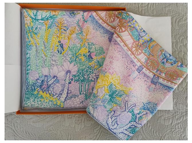 Hermès Bufanda cuadrada Les Folies du Faubourg de seda 90 Multicolor - vista 15