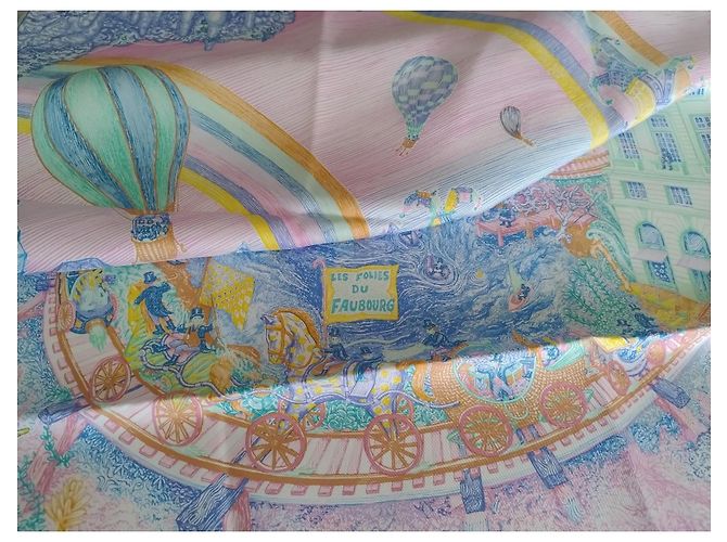 Hermès Bufanda cuadrada Les Folies du Faubourg de seda 90 Multicolor - vista 9