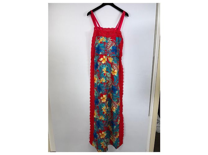 Autre Marque Mono de Estampado Tropical MIGUELINA con Detalles de Encaje Roja Azul Verde Amarillo - vista 3