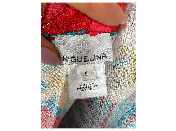 Autre Marque Mono de Estampado Tropical MIGUELINA con Detalles de Encaje Roja Azul Verde Amarillo - vista 4