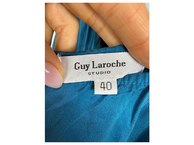 Mono de seda azul teal Guy Laroche Studio Azul oscuro - vista 4